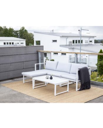 Venture Design Salvador Sofa Havesæt Hynder Bord Grå Polyester Hvid Aluminium på Afbetaling