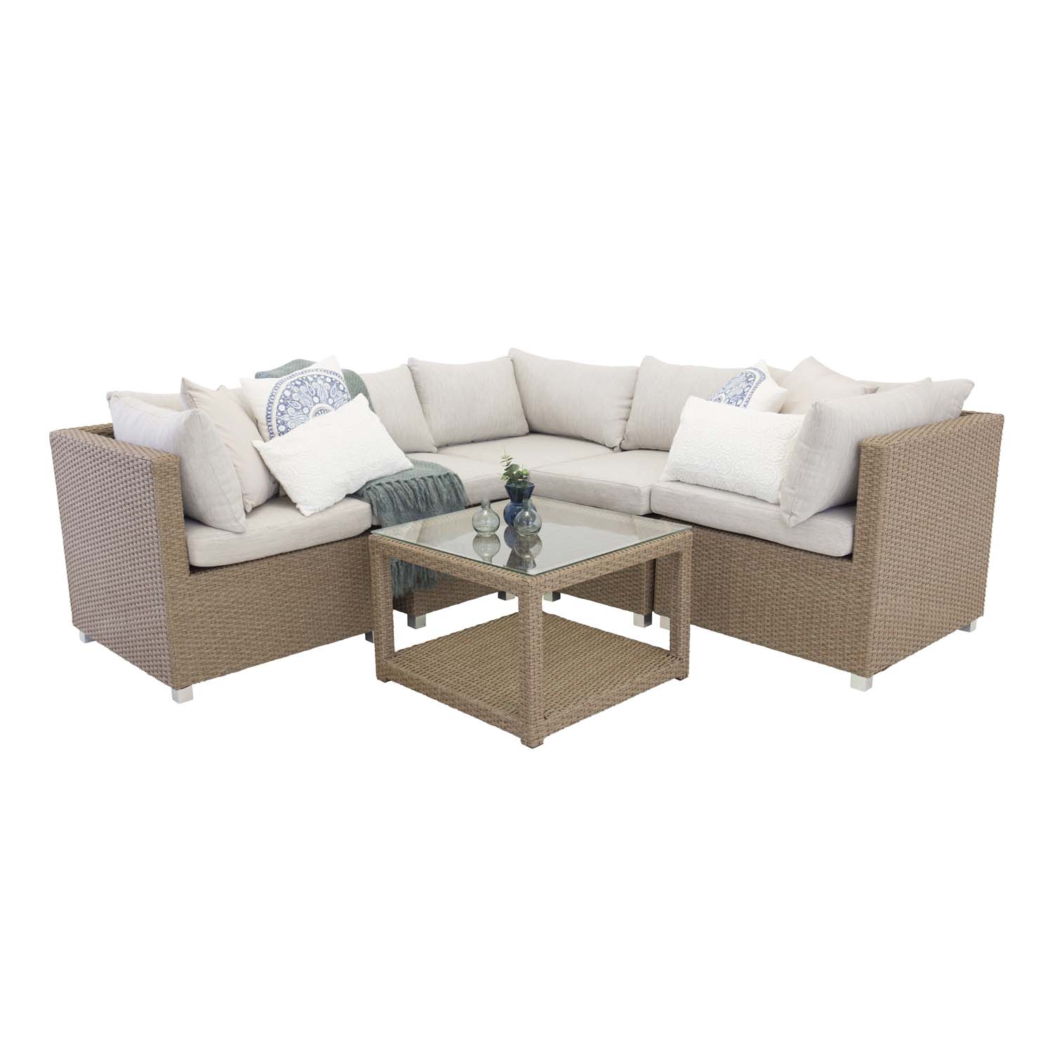 Venture Design Vamos Modul Sofa Havesæt Hynder Sand Natur Rattan Aluminium på Afbetaling