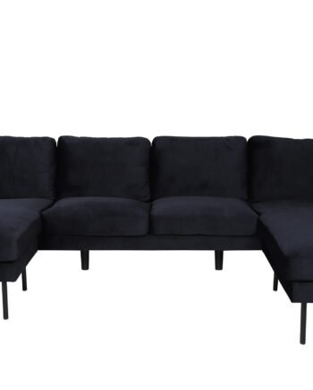 Venture Design Zoom Sofa Sort Fløjl Sort Stål på Afbetaling