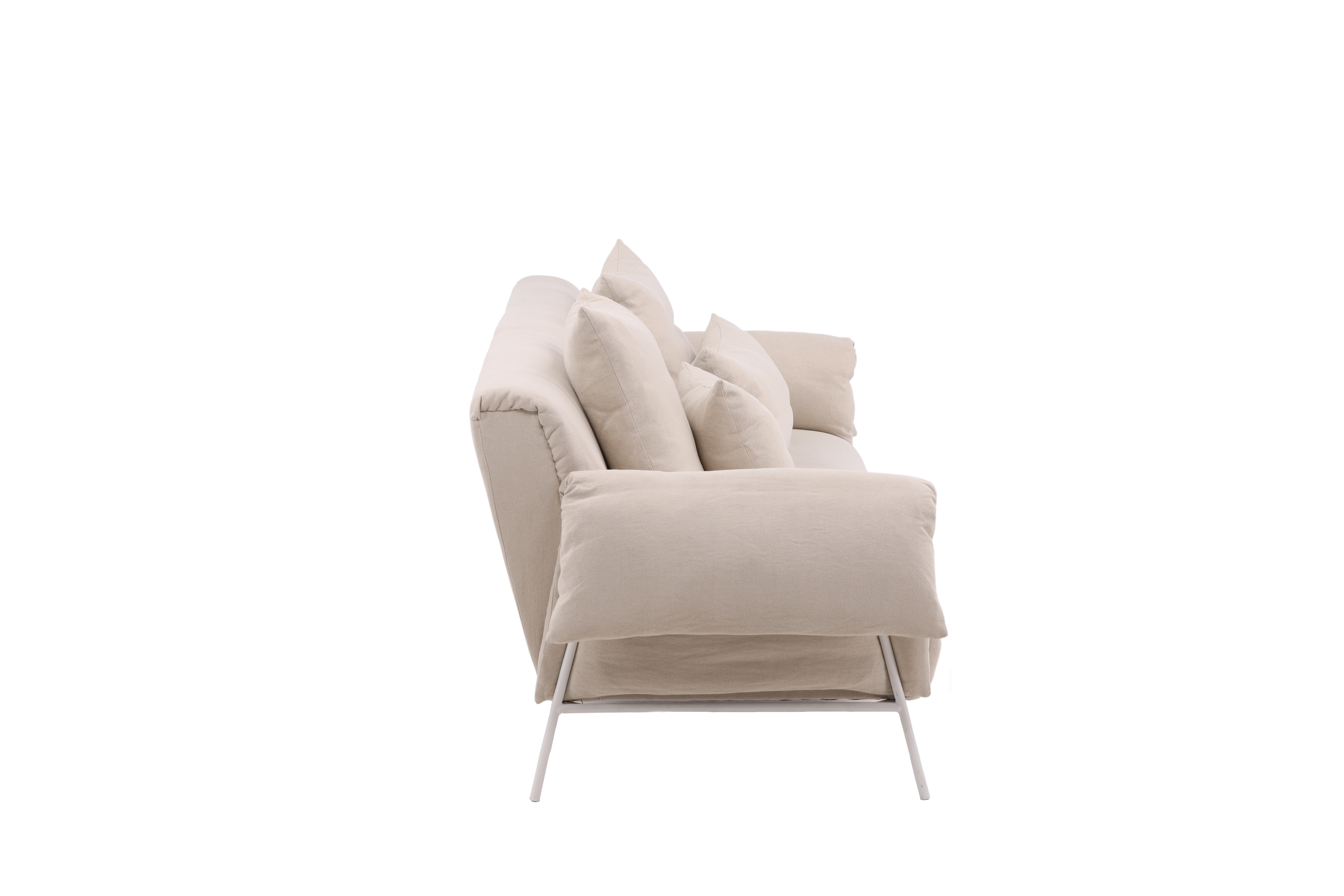 Vind Collection Cker Sofa Hvid Stof Linned på Afbetaling