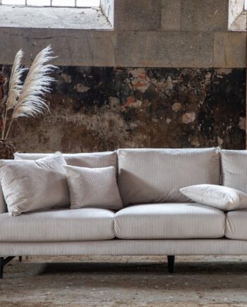 Warden Sofa Personers Beige Polyester Fløjl på Afbetaling