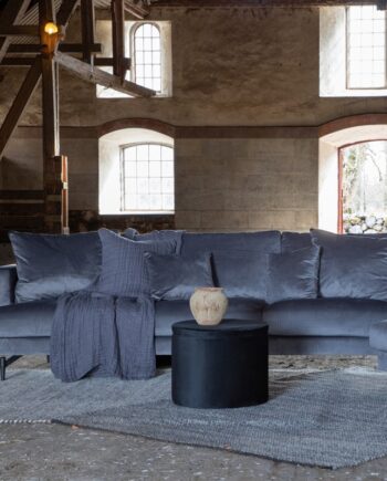 Warden Sofa Personers Mørkegrå Polyester Fløjl på Afbetaling