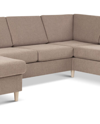Wendy Set 2c3d Sofa Chaiselong Antelope Beige Polyester Stof Natur Træ på Afbetaling