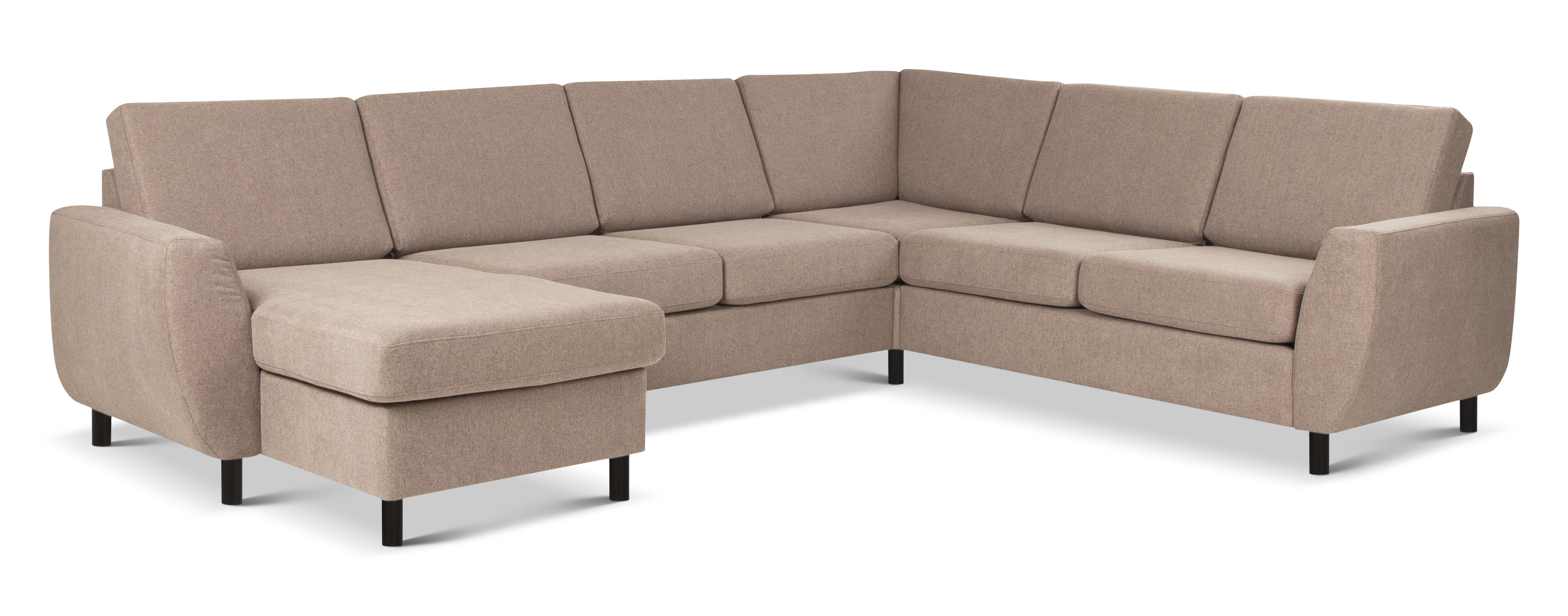 Wendy Set 2c3d Sofa Chaiselong Antelope Beige Polyester Stof Sort Træ på Afbetaling