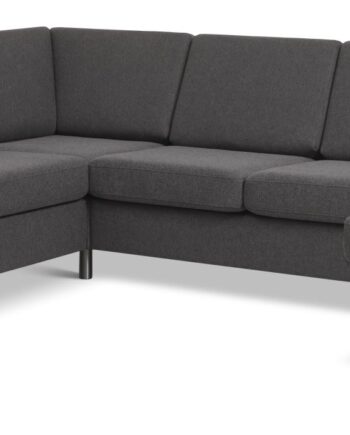 Wendy Set 2c3d Sofa Chaiselong Antracitgrå Polyester Stof Børstet Aluminium på Afbetaling
