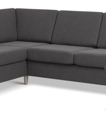 Wendy Set 2c3d Sofa Chaiselong Antracitgrå Polyester Stof Natur Træ på Afbetaling