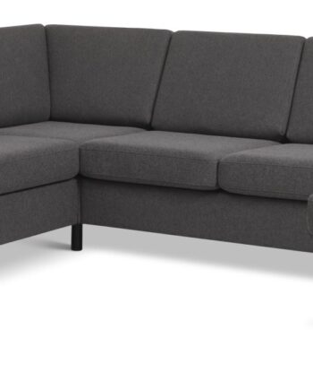 Wendy Set 2c3d Sofa Chaiselong Antracitgrå Polyester Stof Sort Træ på Afbetaling