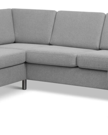 Wendy Set 2c3d Sofa Chaiselong Grå Polyester Stof Børstet Aluminium på Afbetaling