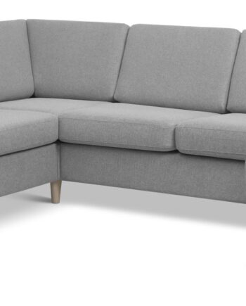 Wendy Set 2c3d Sofa Chaiselong Grå Polyester Stof Natur Træ på Afbetaling