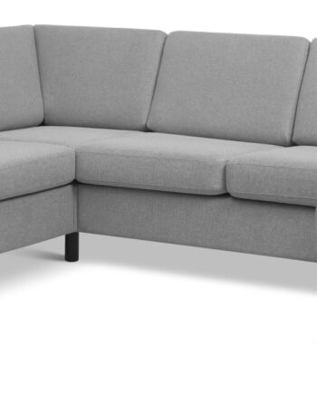 Wendy Set 2c3d Sofa Chaiselong Grå Polyester Stof Sort Træ på Afbetaling