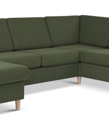 Wendy Set 2c3d Sofa Chaiselong Vinter Mosgrøn Polyester Stof Natur Træ på Afbetaling