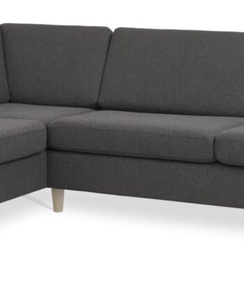 Wendy Set Left Sofa Chaiselong Antracitgrå Polyester Stof Natur Træ på Afbetaling