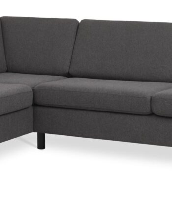 Wendy Set Left Sofa Chaiselong Antracitgrå Polyester Stof Sort Træ på Afbetaling