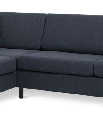 Wendy Set Left Sofa Chaiselong Blå Polyester Stof Sort Træ på Afbetaling