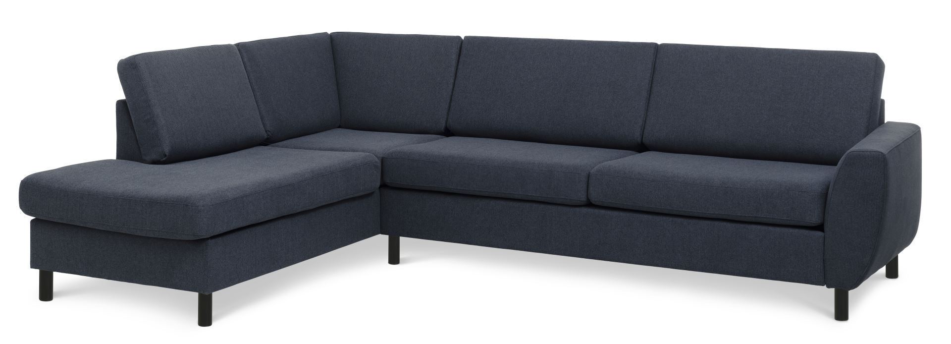 Wendy Set Left Sofa Chaiselong Blå Polyester Stof Sort Træ på Afbetaling