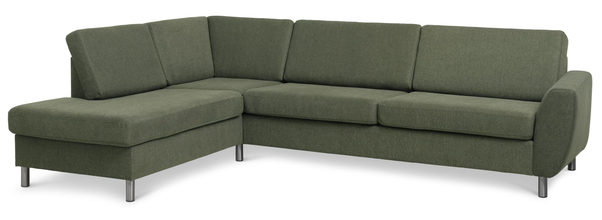 Wendy Set Left Sofa Chaiselong Vinter Mosgrøn Polyester Stof Børstet Aluminium på Afbetaling