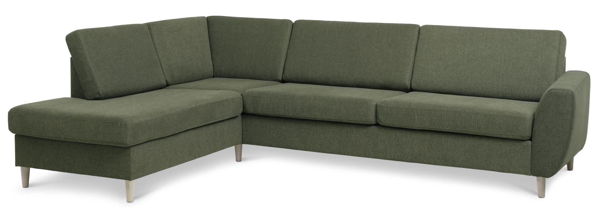 Wendy Set Left Sofa Chaiselong Vinter Mosgrøn Polyester Stof Natur Træ på Afbetaling