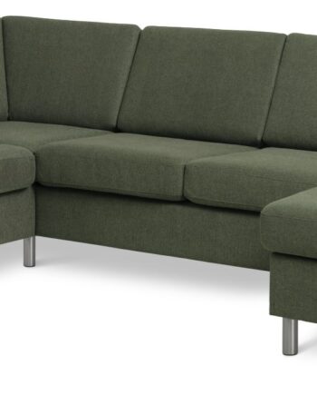 Wendy Set Left Sofa Chaiselong Vinter Mosgrønt Polyester Stof Børstet Aluminium på Afbetaling
