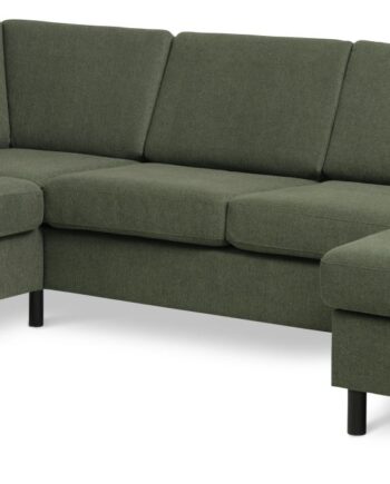 Wendy Set Left Sofa Chaiselong Vinter Mosgrønt Polyester Stof Sort Træ på Afbetaling