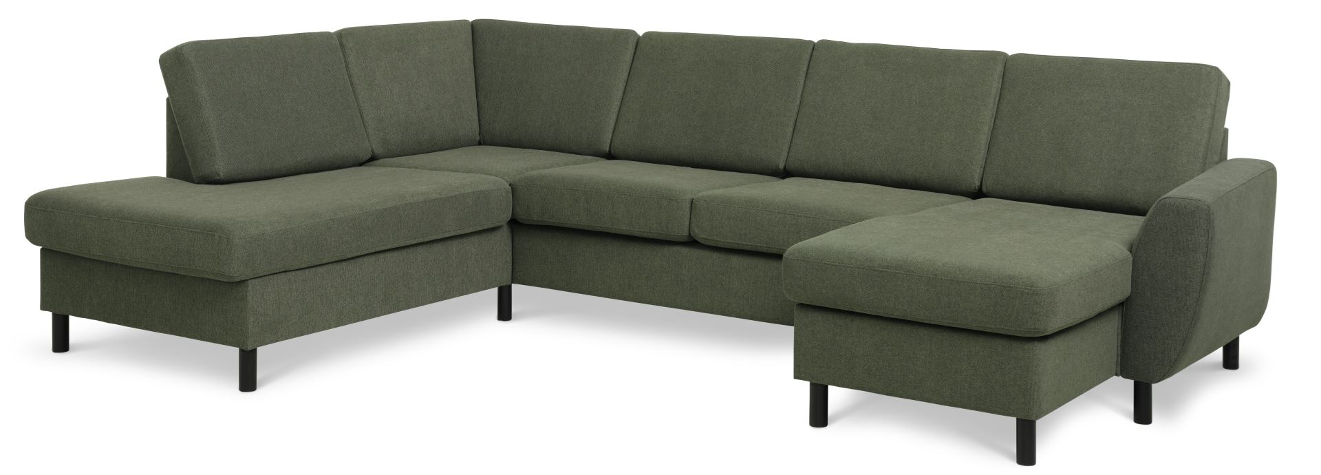 Wendy Set Left Sofa Chaiselong Vinter Mosgrønt Polyester Stof Sort Træ på Afbetaling