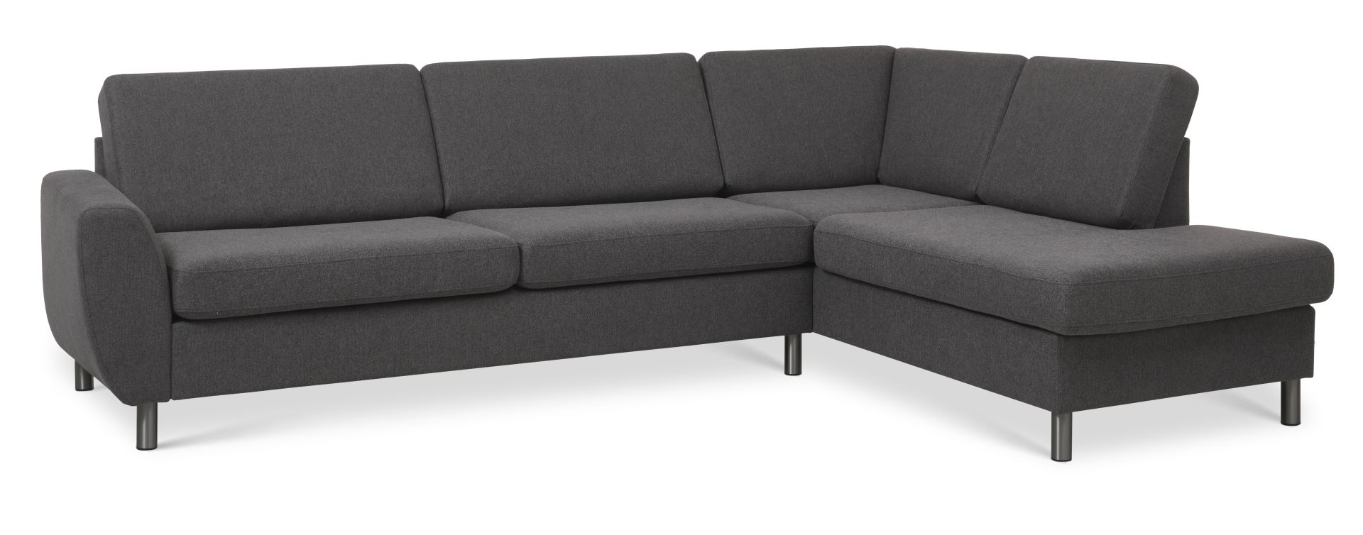 Wendy Set Right Sofa Chaiselong Antracitgrå Polyester Stof Børstet Aluminium på Afbetaling
