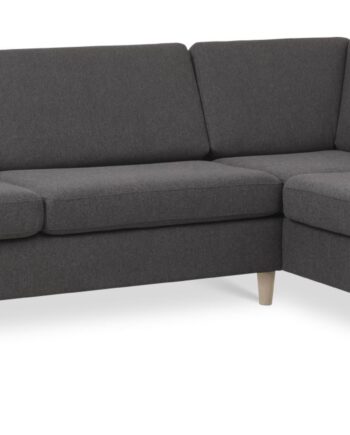 Wendy Set Right Sofa Chaiselong Antracitgrå Polyester Stof Natur Træ på Afbetaling