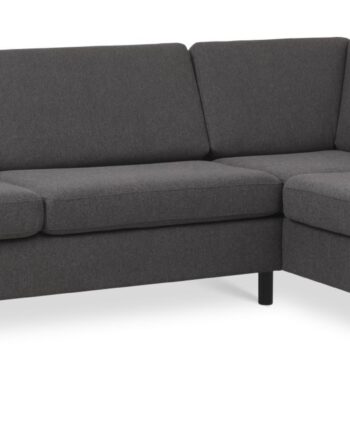 Wendy Set Right Sofa Chaiselong Antracitgrå Polyester Stof Sort Træ på Afbetaling