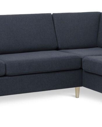 Wendy Set Right Sofa Chaiselong Blå Polyester Stof Natur Træ på Afbetaling