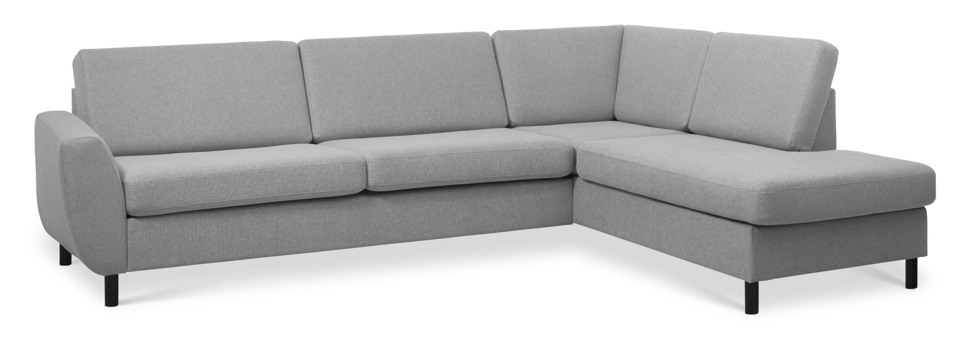 Wendy Set Right Sofa Chaiselong Grå Polyester Stof Sort Træ på Afbetaling