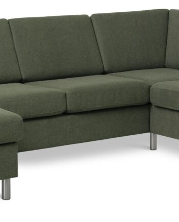 Wendy Set Right Sofa Chaiselong Vinter Mosgrønt Polyester Stof Børstet Aluminium på Afbetaling