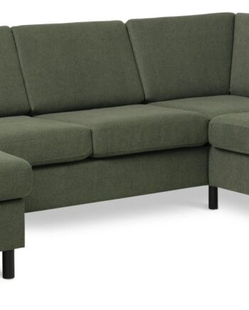 Wendy Set Right Sofa Chaiselong Vinter Mosgrønt Polyester Stof Sort Træ på Afbetaling