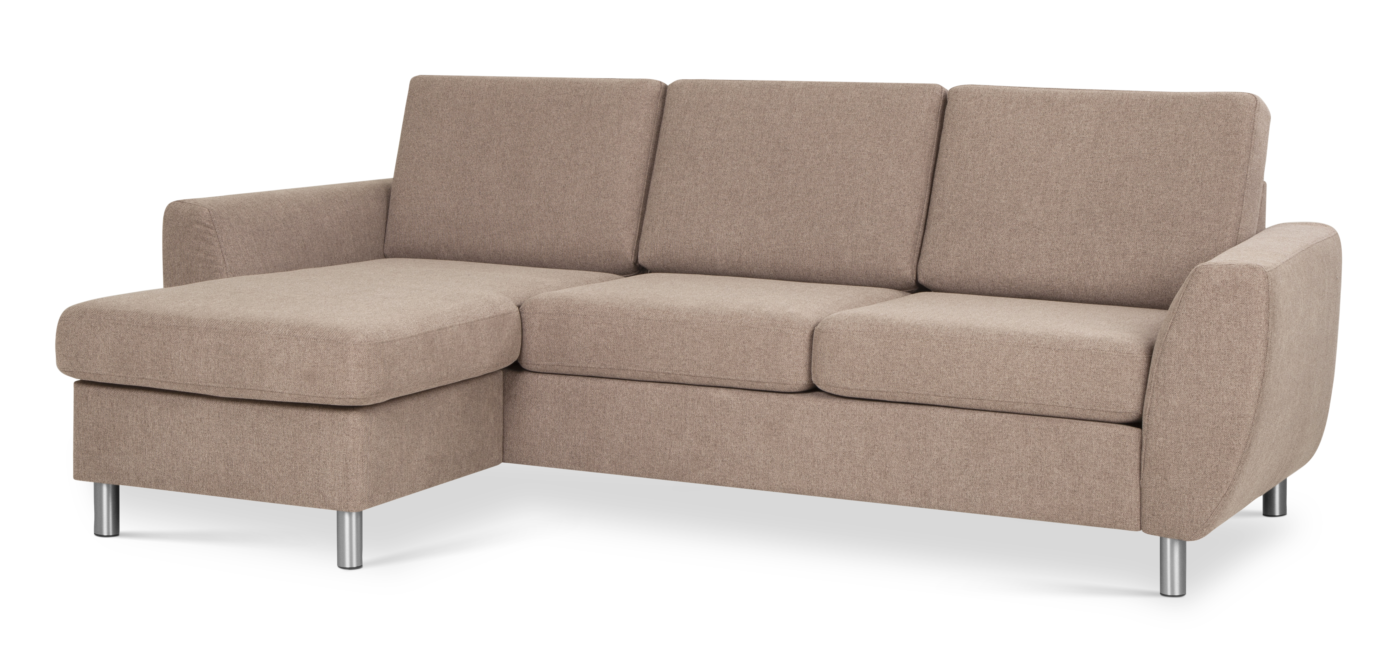 Wendy Set Sofa Chaiselong Antelope Beige Polyester Stof Børstet Aluminium på Afbetaling