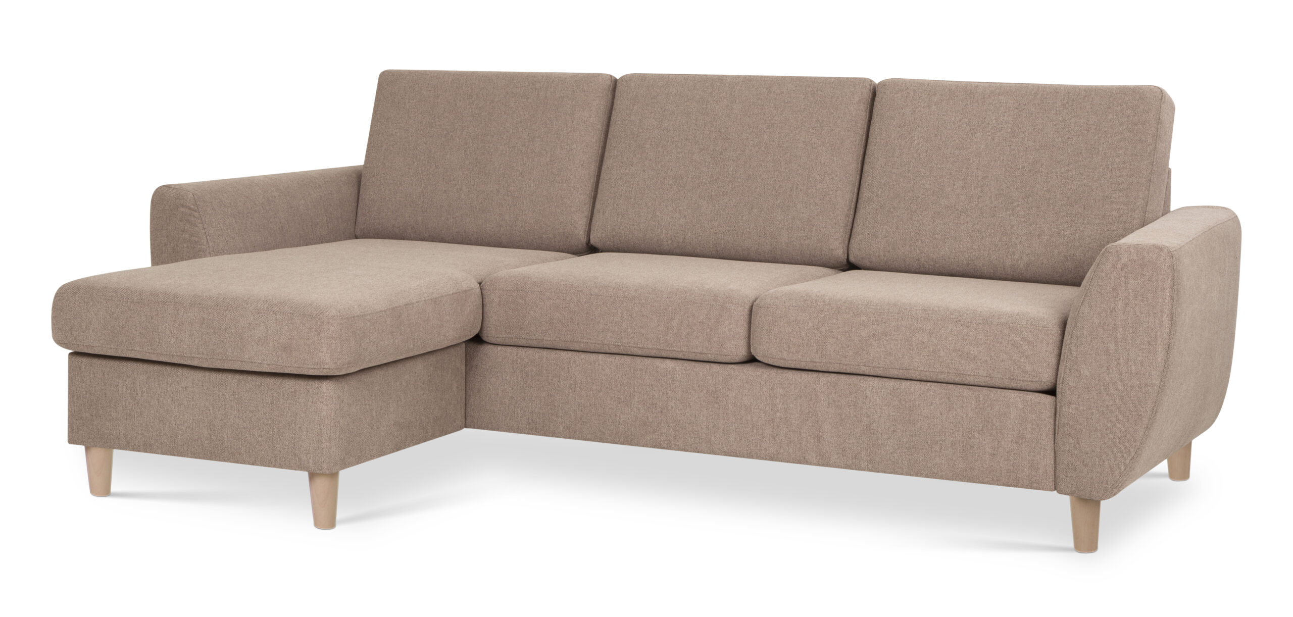 Wendy Set Sofa Chaiselong Antelope Beige Polyester Stof Natur Træ på Afbetaling