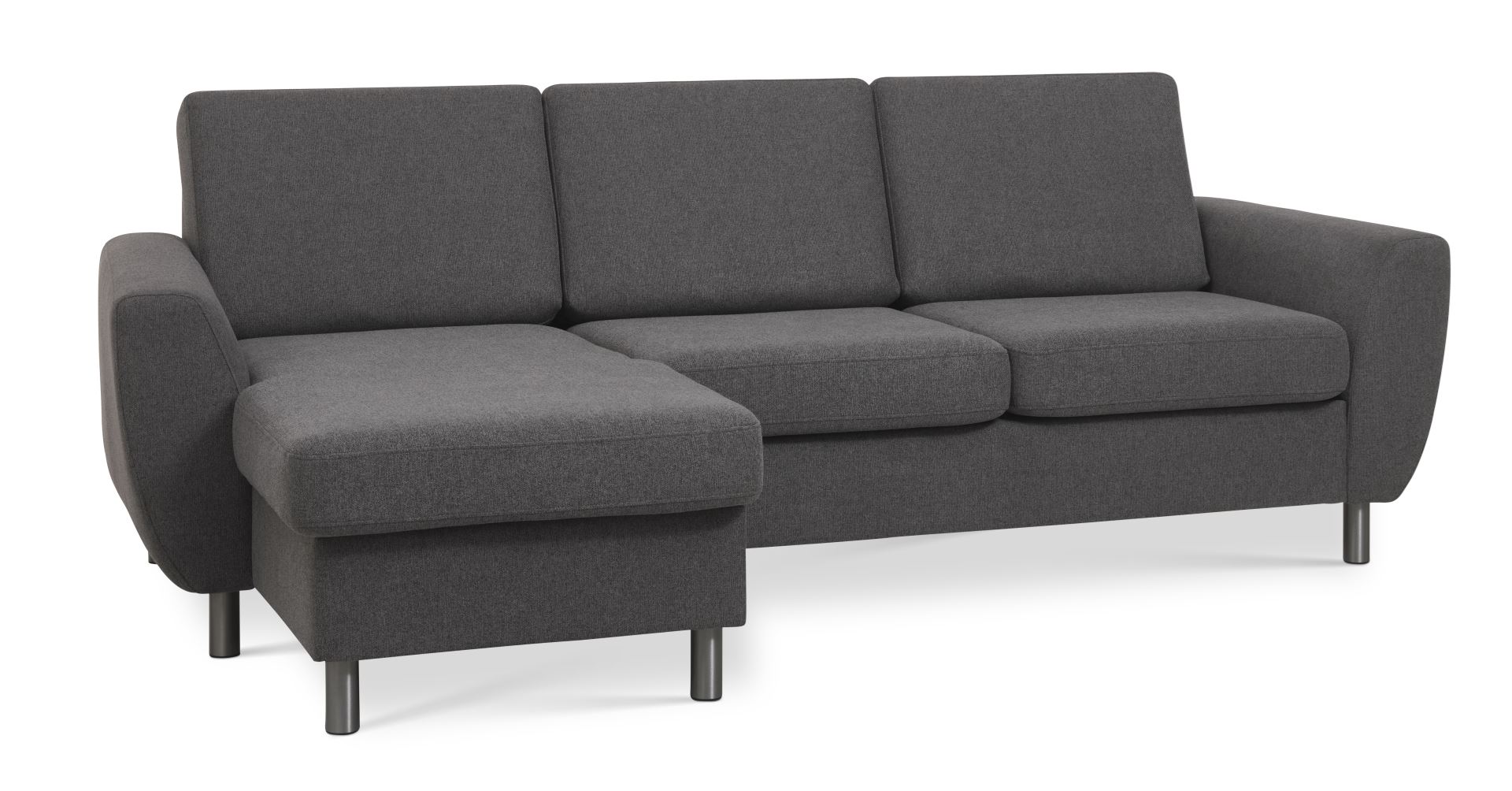 Wendy Set Sofa Chaiselong Antracitgrå Polyester Stof Børstet Aluminium på Afbetaling