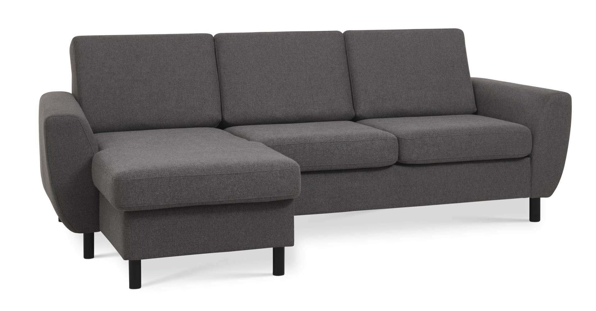 Wendy Set Sofa Chaiselong Antracitgrå Polyester Stof Sort Træ på Afbetaling