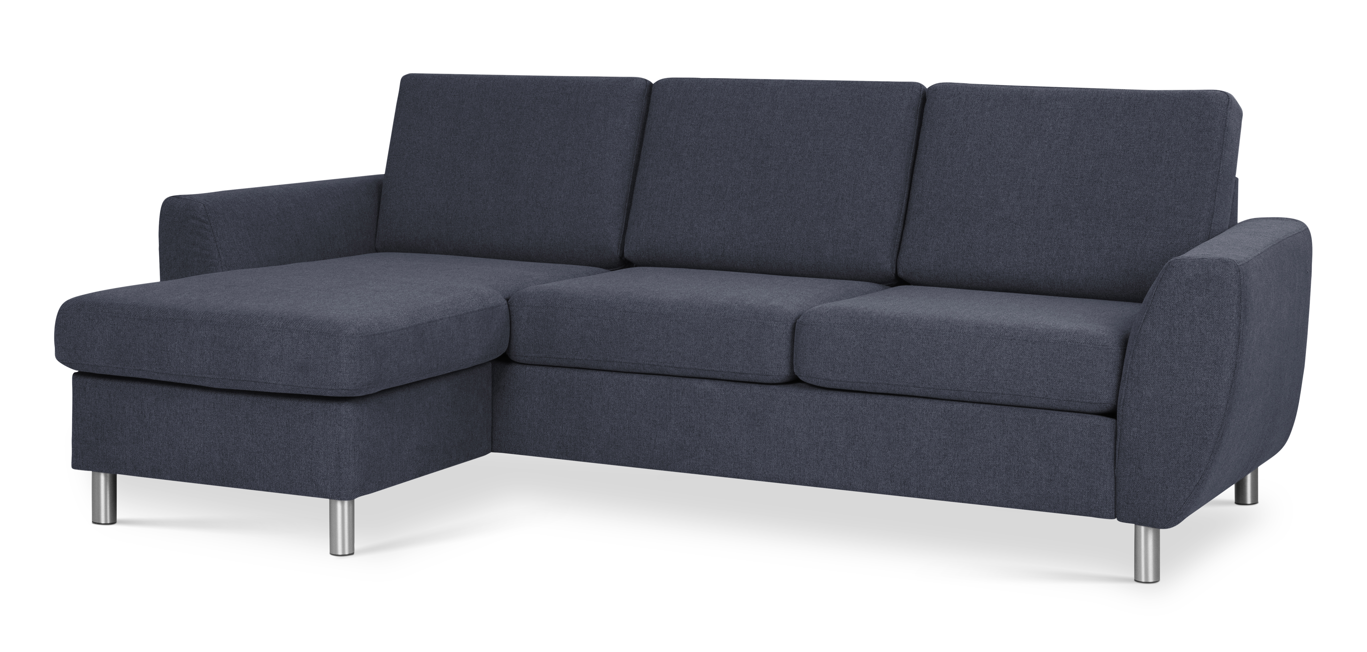 Wendy Set Sofa Chaiselong Blå Polyester Stof Børstet Aluminium på Afbetaling