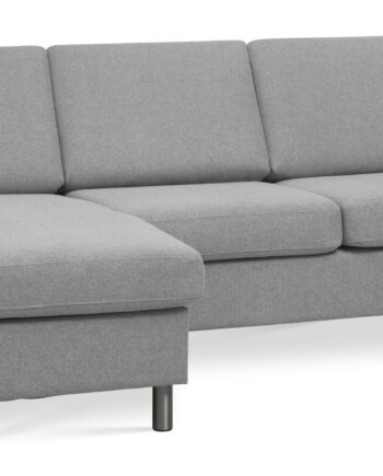 Wendy Set Sofa Chaiselong Grå Polyester Stof Børstet Aluminium på Afbetaling