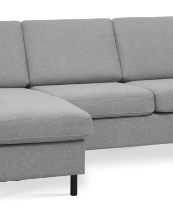 Wendy Set Sofa Chaiselong Grå Polyester Stof Sort Træ på Afbetaling