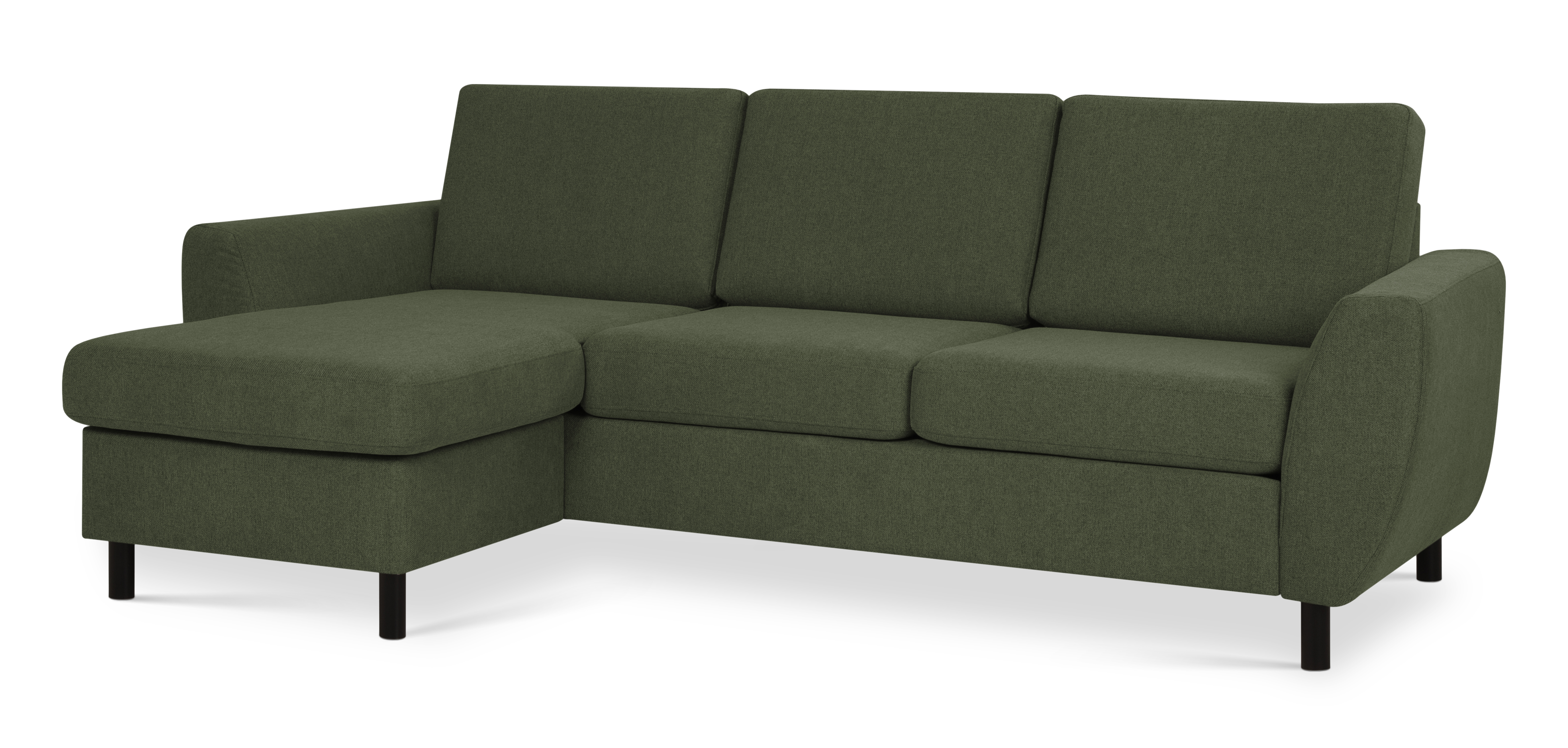 Wendy Set Sofa Chaiselong Vinter Mosgrøn Polyester Stof Sort Træ på Afbetaling