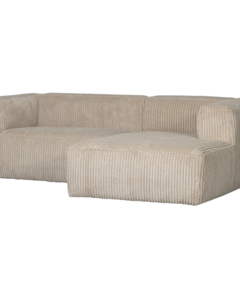 Woood Bean Sofa Højre Chaiselong Travertin Fløjl Stof på Afbetaling