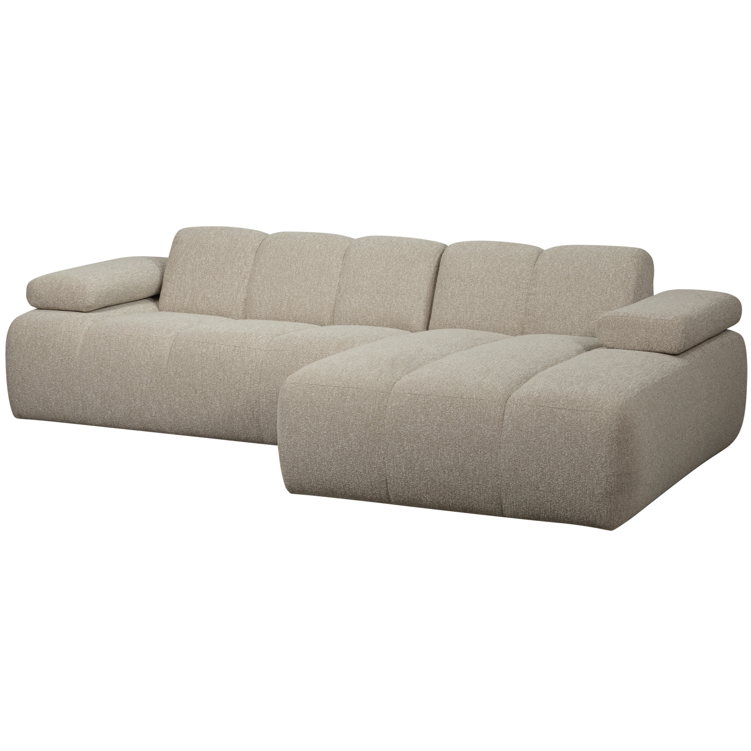Woood Mojo Sofa Højre Chaiselong Beige Melange Boucl Stof på Afbetaling