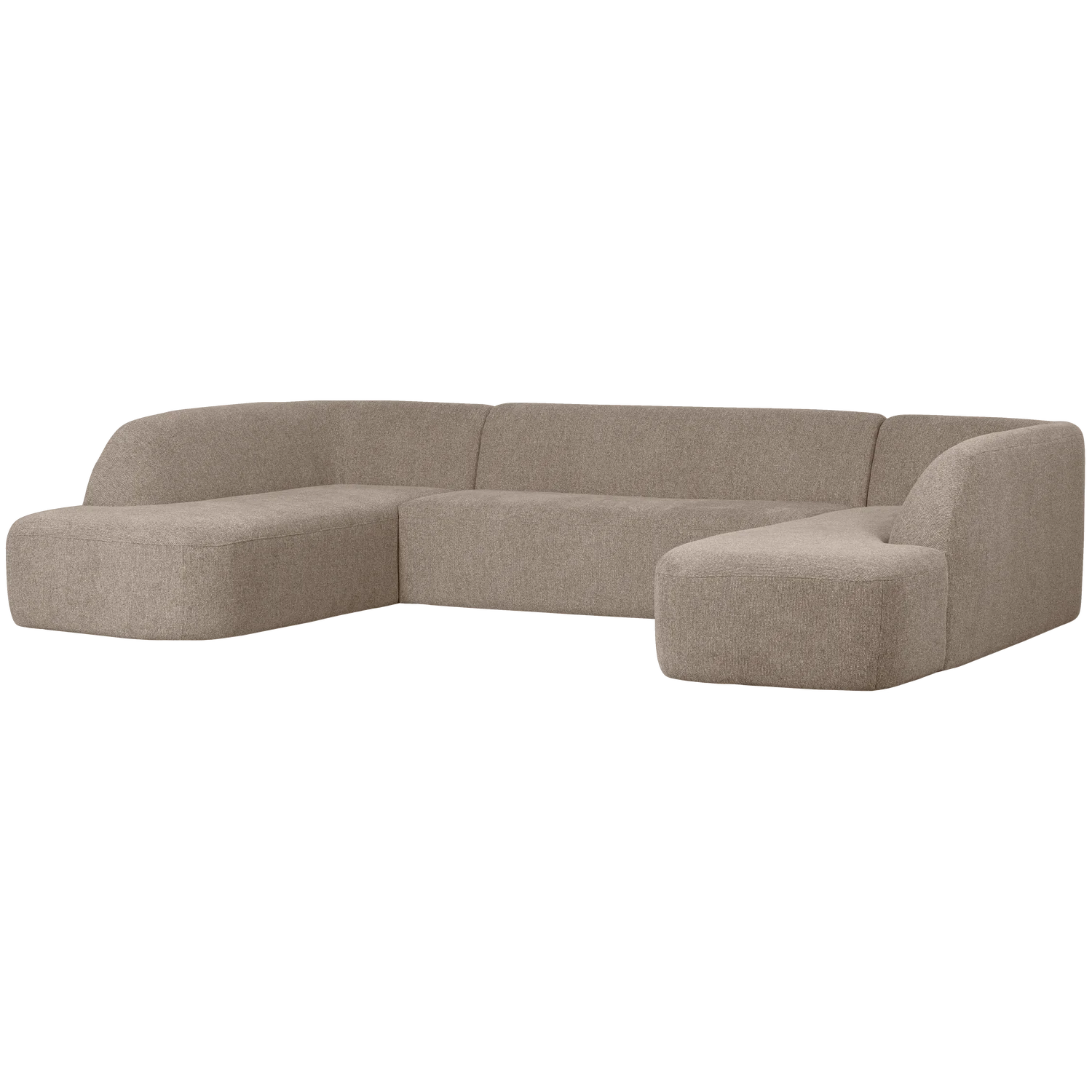 Woood Sloping Formet Sofa Natur Meleret Chenille Stof på Afbetaling